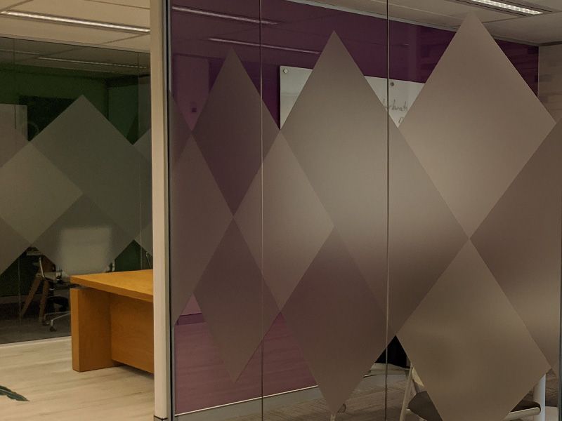 Office privacy window frosting film installation